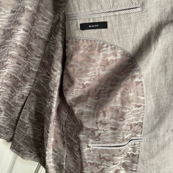 Joseph Abboud Mens 100% Linen Suit Blazer 50R Pant 44x30 Light Gray Slim Fit - Picture 7 of 16